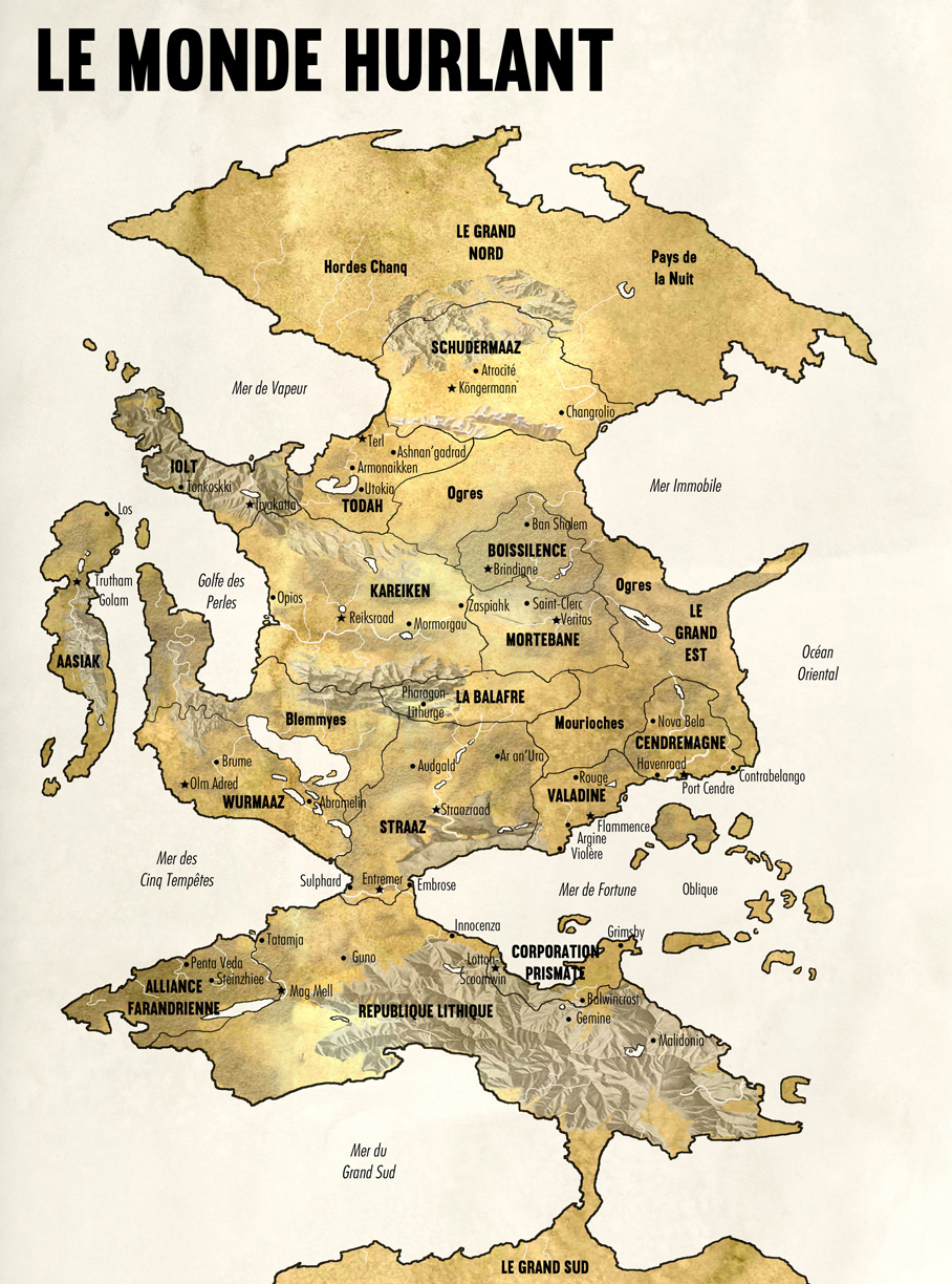 Carte du Monde complète parchemin légende copie